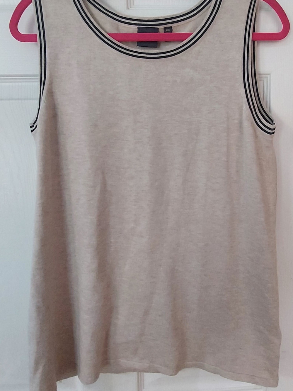 Rafaella Beige Tank with Black Stripe Trim